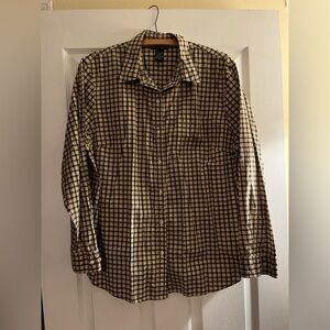 Lauren RL Brown, Green, White Relaxed Fit Button-Up Shirt